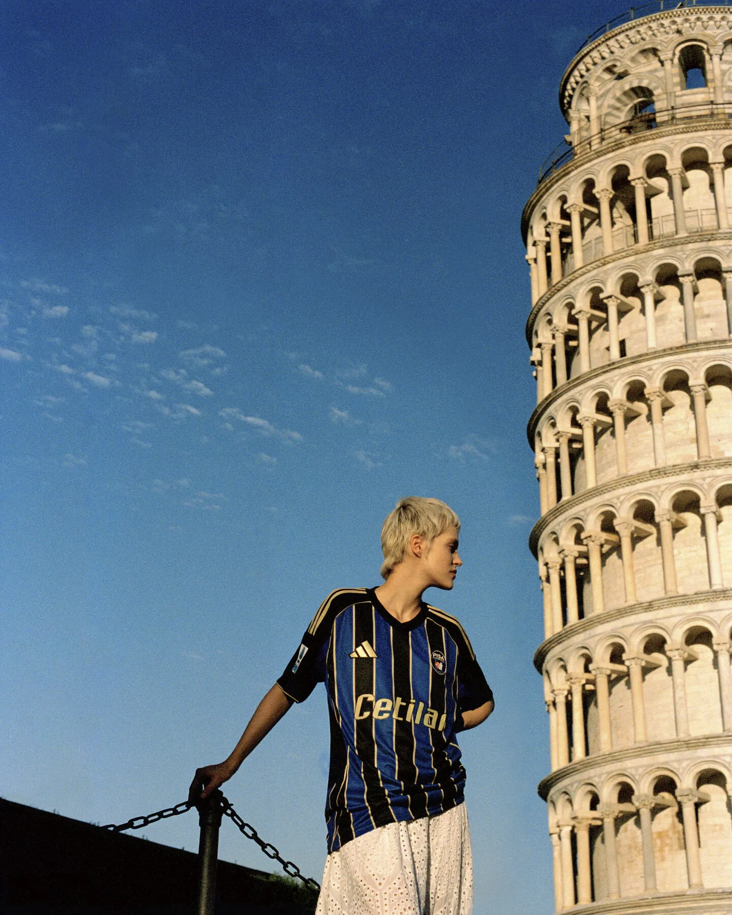 The home kit beneath the Leaning Tower of Pisa