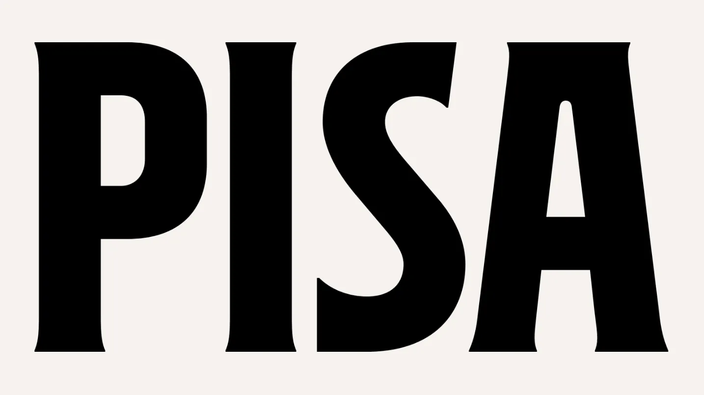 The PISA wordmark in the custom typeface