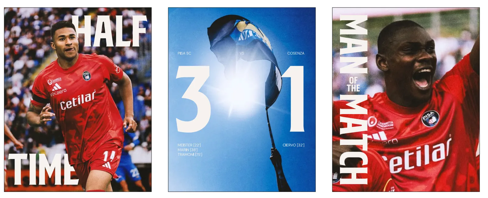 Matchday templates: half time, final score, man of the match